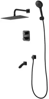 Душевая система «Lemark» Bronx LM3742BL с термостатом чёрная