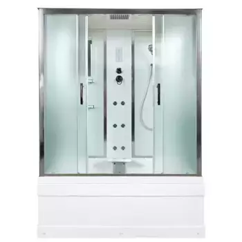 Душевой бокс «Deto» EM-4515 150/85 высокий поддон матовый/белый с гидромассажем с электрикой