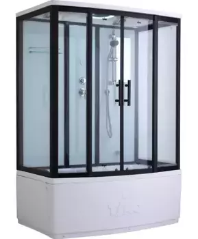 Душевой бокс «Timo» Standart T-6650 150/88 с ванной прозрачный/белый с чёрным профилем с электрикой