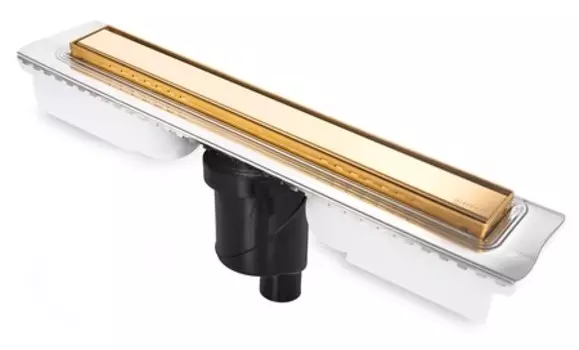 Душевой лоток «Berges Wasserhaus» B1 Keramik 600 вертикальный выпуск золото/под плитку