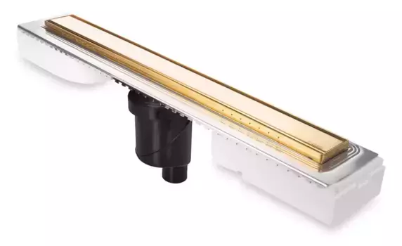 Душевой лоток «Berges Wasserhaus» B1 Keramik 700 вертикальный выпуск золото/под плитку