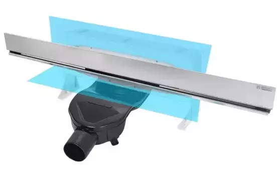 Душевой лоток «Berges Wasserhaus» Wall 600 боковой выпуск матовый хром