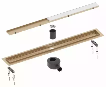 Душевой лоток «Timo» Drain System 600 DS230206/17 боковой выпуск под плитку/матовое золото