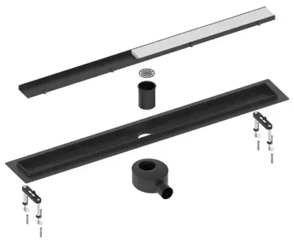 Душевой лоток «Timo» Drain System 600 DS230206/03 боковой выпуск под плитку/чёрный матовый