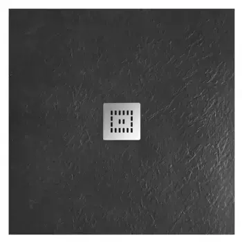 Душевой поддон «Belbagno» TRAY-MR-UNO-A-90-35-NERO низкий из литьевого мрамора квадратный без сифона чёрный