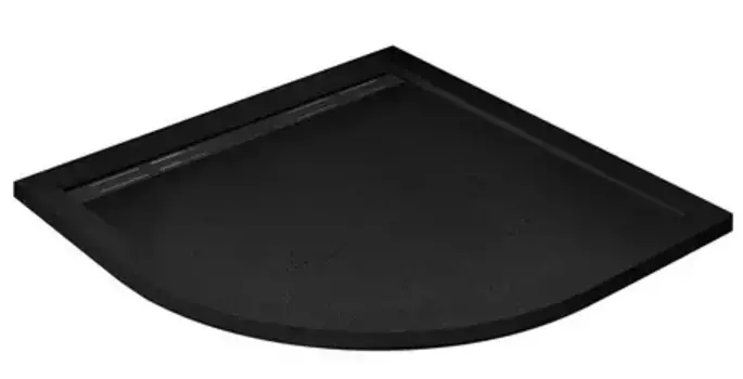 Душевой поддон «Cezares» TRAY-AS-R-90-30-NERO 90/90 низкий из литьевого мрамора четверть круга без сифона чёрный матовый