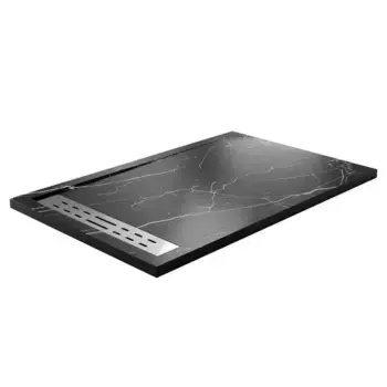 Душевой поддон «WasserKRAFT» Neime 19T36 140/90 низкий из литьевого мрамора прямоугольный чёрный мрамор