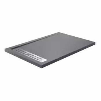 Душевой поддон «WasserKRAFT» Wiese 84T35 140/80 низкий из литьевого мрамора прямоугольный серый матовый