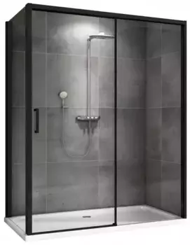 Душевой угол-ограждение «Abber» Komfort AG93130B-S102B 130/100 прямоугольный прозрачный/чёрный без поддона универсальный