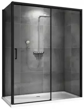 Душевой угол-ограждение «Abber» Komfort AG93160B-S102B 160/100 прямоугольный прозрачный/чёрный без поддона универсальный