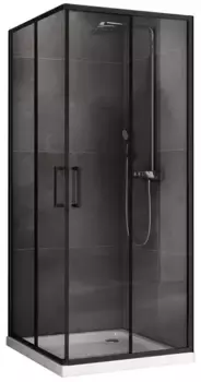 Душевой угол-ограждение «Abber» Schwarzer Diamant AG02090B5 90/90 квадратный прозрачный/чёрный без поддона универсальный