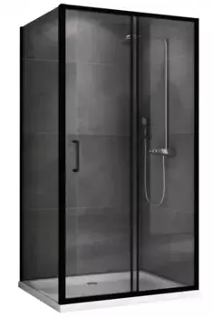 Душевой угол-ограждение «Abber» Schwarzer Diamant AG30110B5-S80B5 110/80 прямоугольный прозрачный/чёрный без поддона универсальный