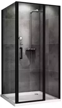 Душевой угол-ограждение «Abber» Sonnenstrand AG04110BS-S80B 110/80 прямоугольный прозрачный/чёрный без поддона универсальный