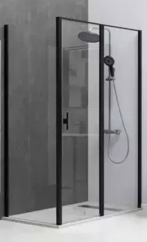 Душевой угол-ограждение «Allen Brau» Priority 140/90 прозрачный/чёрный без поддона универсальный