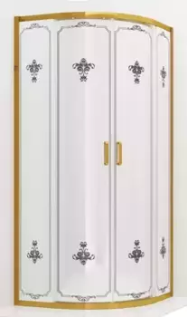 Душевой угол-ограждение «Ambassador» Royal 18015305 100/100 белый с рисунком/золото без поддона универсальный