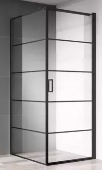Душевой угол-ограждение «AQUAme» AQM5215-RH-8 80/80 квадратный прозрачный/чёрный матовый без поддона правый