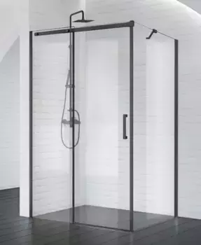 Душевой угол-ограждение «Belbagno» ACQUA-AH-1-130/90-C-NERO 130/90 прозрачный/чёрный без поддона универсальный