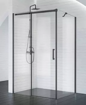 Душевой угол-ограждение «Belbagno» ACQUA-AH-1-150/90-C-NERO 150/90 прозрачный/чёрный без поддона универсальный
