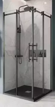 Душевой угол-ограждение «Belbagno» MARINO-A-2-90-C-NERO 90/90 прозрачный/чёрный матовый квадратный без поддона