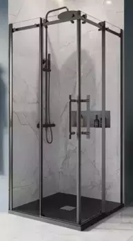 Душевой угол-ограждение «Belbagno» MARINO-A-2-100-C-NERO 100/100 прозрачный/чёрный матовый квадратный без поддона