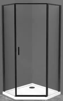 Душевой угол-ограждение «Belbagno» UNO-195-P-1-90-C-NERO 90/90 прозрачный/чёрный многоугольный без поддона универсальный