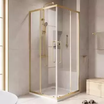 Душевой угол-ограждение «Cezares» Relax-304-A-2-80-C-BORO 80/80 прозрачный/брашированное золото квадратный без поддона