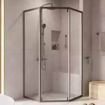 Душевой угол-ограждение «Cezares» Relax-304-P-1-100-C-GM 100/100 прозрачный/оружейная сталь многоугольный без поддона