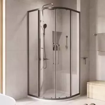 Душевой угол-ограждение «Cezares» Relax-304-R-2-100-C-GM 100/100 прозрачный/оружейная сталь четверть круга без поддона