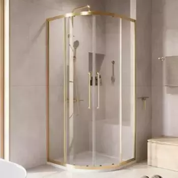 Душевой угол-ограждение «Cezares» Relax-304-R-2-90-C-BORO 90/90 прозрачный/брашированное золото четверть круга без поддона