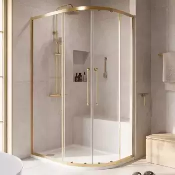 Душевой угол-ограждение «Cezares» Relax-304-RH-2-120/90-C-BORO 120/90 прозрачный/брашированное золото прямоугольно-асимметричный без поддона универсальный