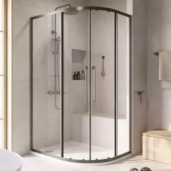 Душевой угол-ограждение «Cezares» Relax-304-RH-2-120/90-C-GM 120/90 прозрачный/оружейная сталь прямоугольно-асимметричный без поддона универсальный