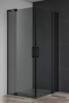 Душевой угол-ограждение «Cezares» SLIDER-A-2-90/100-GRIGIO-NERO 100/100 тонированный/чёрный квадратный без поддона