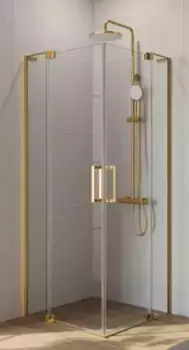 Душевой угол-ограждение «Cezares» SLIDER-A-2-100/110-C-BORO 110/110 прозрачный/брашированное золото квадратный без поддона