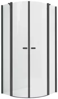 Душевой угол-ограждение «New Trendy» New Soleo Black 80/80 прозрачный/чёрный матовый четверть круга без поддона
