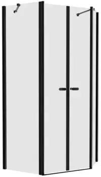 Душевой угол-ограждение «New Trendy» New Soleo Black 100/80 прозрачный/чёрный матовый многоугольный без поддона универсальный