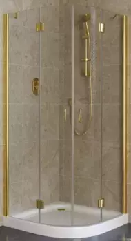 Душевой угол-ограждение «Vegas Glass» AFS Lux 110/110 прозрачный/глянцевое золото без поддона универсальный