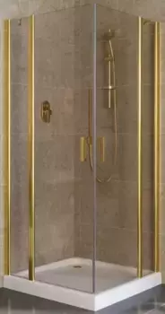 Душевой угол-ограждение «Vegas Glass» EFA Lux 100/100 бронза/глянцевое золото без поддона универсальный