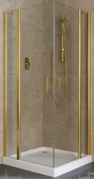 Душевой угол-ограждение «Vegas Glass» EFA Lux 100/100 прозрачный/глянцевое золото без поддона универсальный