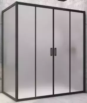 Душевой угол-ограждение «Vegas Glass» Z2P+ZPV Novo h2000 150/95 сатин/чёрный матовый без поддона универсальный