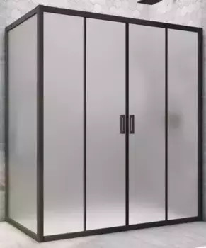 Душевой угол-ограждение «Vegas Glass» Z2P+ZPV Novo h2000 150/100 сатин/чёрный матовый без поддона универсальный