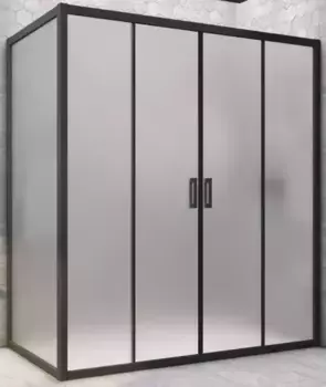 Душевой угол-ограждение «Vegas Glass» Z2P+ZPV Novo h2000 155/100 сатин/чёрный матовый без поддона универсальный