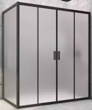 Душевой угол-ограждение «Vegas Glass» Z2P+ZPV Novo h2000 160/90 сатин/чёрный матовый без поддона универсальный