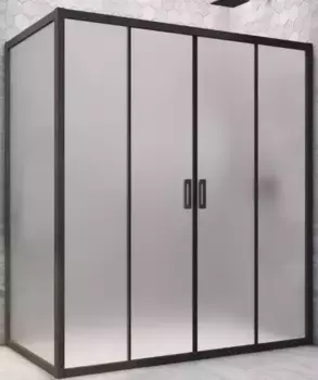 Душевой угол-ограждение «Vegas Glass» Z2P+ZPV Novo h2000 160/75 сатин/чёрный матовый без поддона универсальный