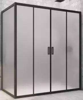 Душевой угол-ограждение «Vegas Glass» Z2P+ZPV Novo h2000 160/100 сатин/чёрный матовый без поддона универсальный