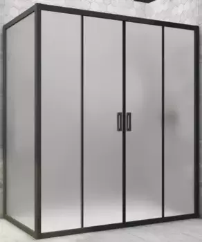 Душевой угол-ограждение «Vegas Glass» Z2P+ZPV Novo h2000 165/90 сатин/чёрный матовый без поддона универсальный
