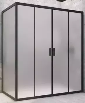 Душевой угол-ограждение «Vegas Glass» Z2P+ZPV Novo h2000 205/85 сатин/чёрный матовый без поддона универсальный