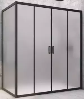 Душевой угол-ограждение «Vegas Glass» Z2P+ZPV Novo h2000 205/75 сатин/чёрный матовый без поддона универсальный
