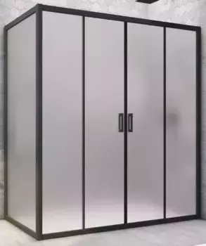 Душевой угол-ограждение «Vegas Glass» Z2P+ZPV Novo h2000 195/80 сатин/чёрный матовый без поддона универсальный