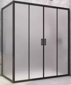 Душевой угол-ограждение «Vegas Glass» Z2P+ZPV Novo h2000 200/85 сатин/чёрный матовый без поддона универсальный
