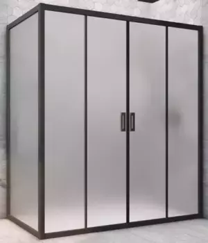 Душевой угол-ограждение «Vegas Glass» Z2P+ZPV Novo h2000 160/85 сатин/чёрный матовый без поддона универсальный